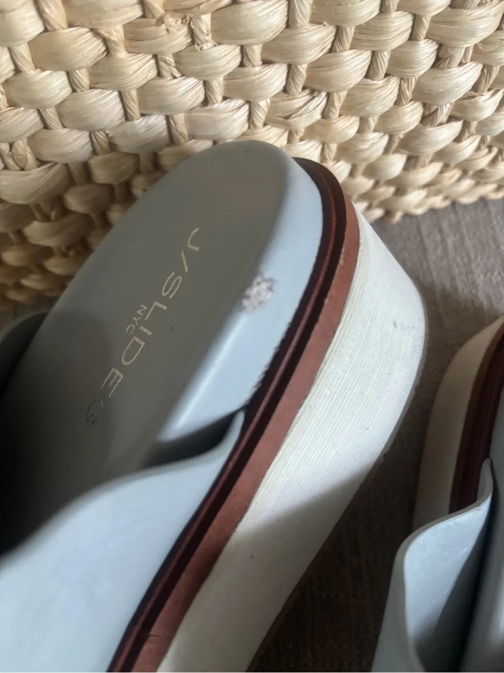 J Slides Light Gray Double-Buckle Platform Sandals with White Sole - Picture 3 of 8